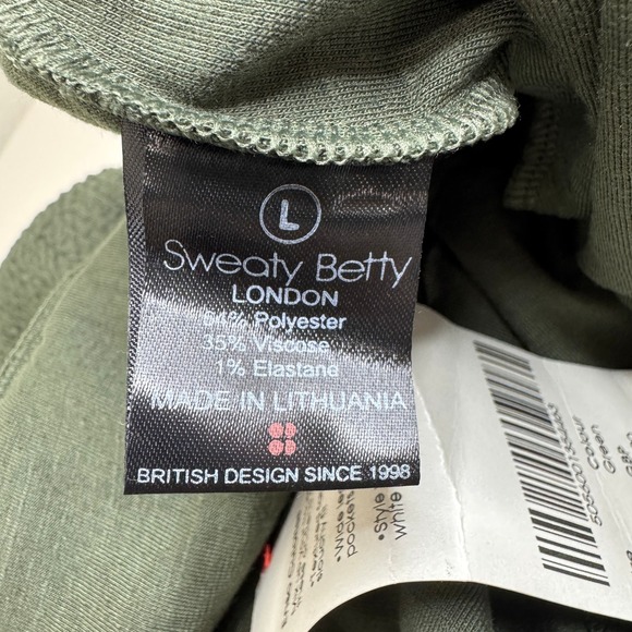 SWEATY BETTY NWT Enso Culottes LG Olive Green Wide Leg Slouchy Belted Cropped - Picture 8 of 10